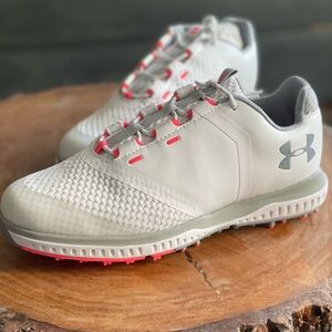 Under Armour White Golf Shoes with Pink Accents